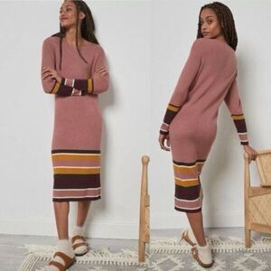 Anthropologie Saturday Sunday Parvati Sweater Midi Dress Link Stripe Size XS